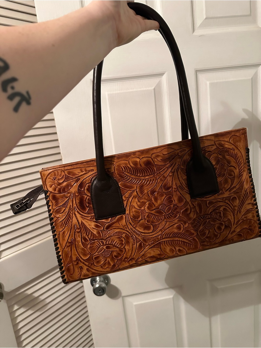 Hand-Tooled Juan Antonio Shoulder Bag